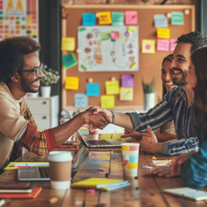 Collaborative employee helping a client in outsource accounting and administration services. FreeUp Strategies Inc., Canada.